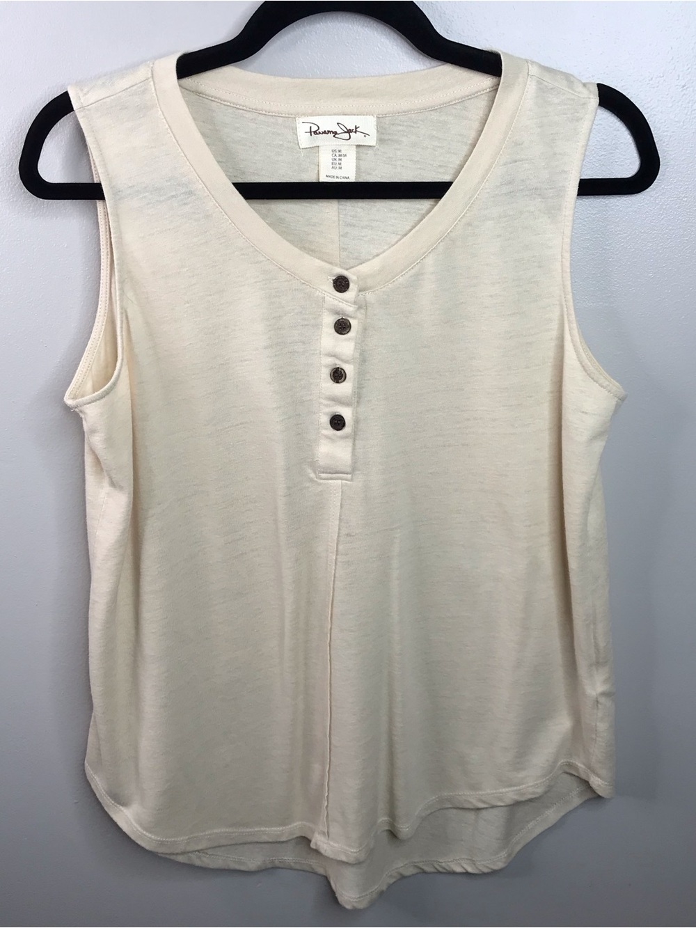 Panama Jack Cream V-Neck Button Henley Tank Women’s Sz Medium